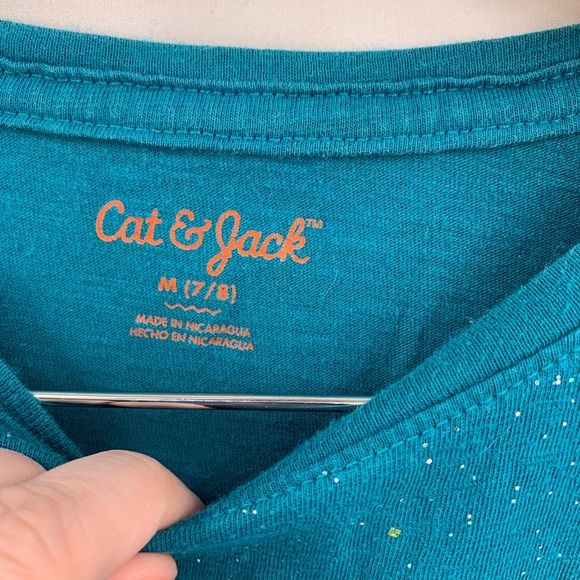 Blue long sleeve sparkly tee medium 7/8 - Picture 3 of 3